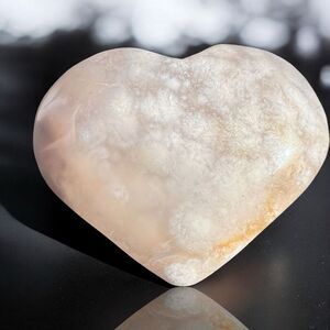 Flower Agate‎ Heart Carving (#10)